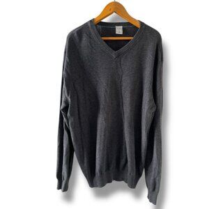 Vintage Y2K Old Navy Charcoal Gray V-Neck Long Sleeve Sweater Men’s Size XL